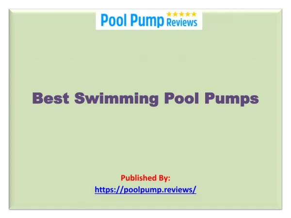 Best Swimming Pool Pumps