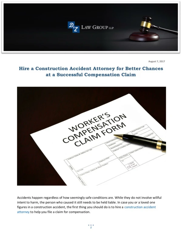 Hire a Construction Accident Attorney for Better Chances at a Successful Compensation Claim