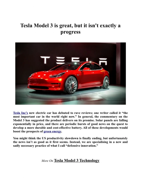 Tesla Model 3 is great, but it isn't exactly a progress