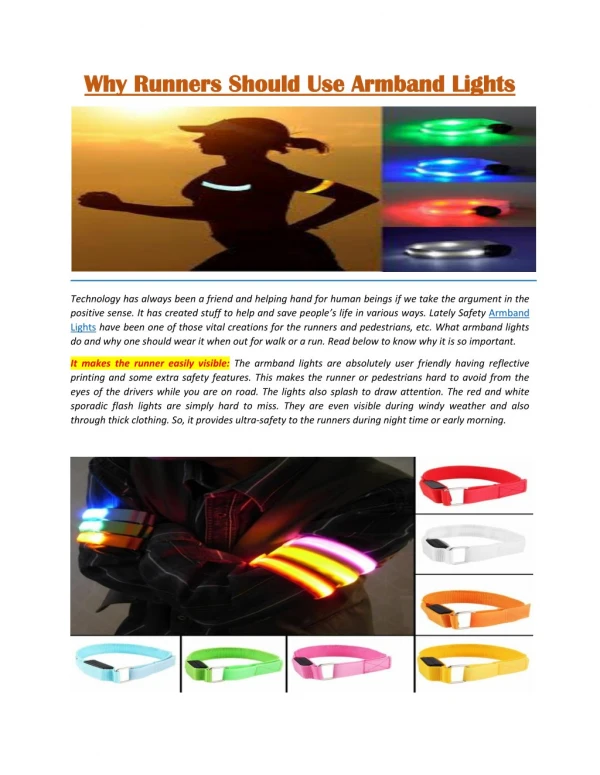 Why Runners Should Use Armband Lights?