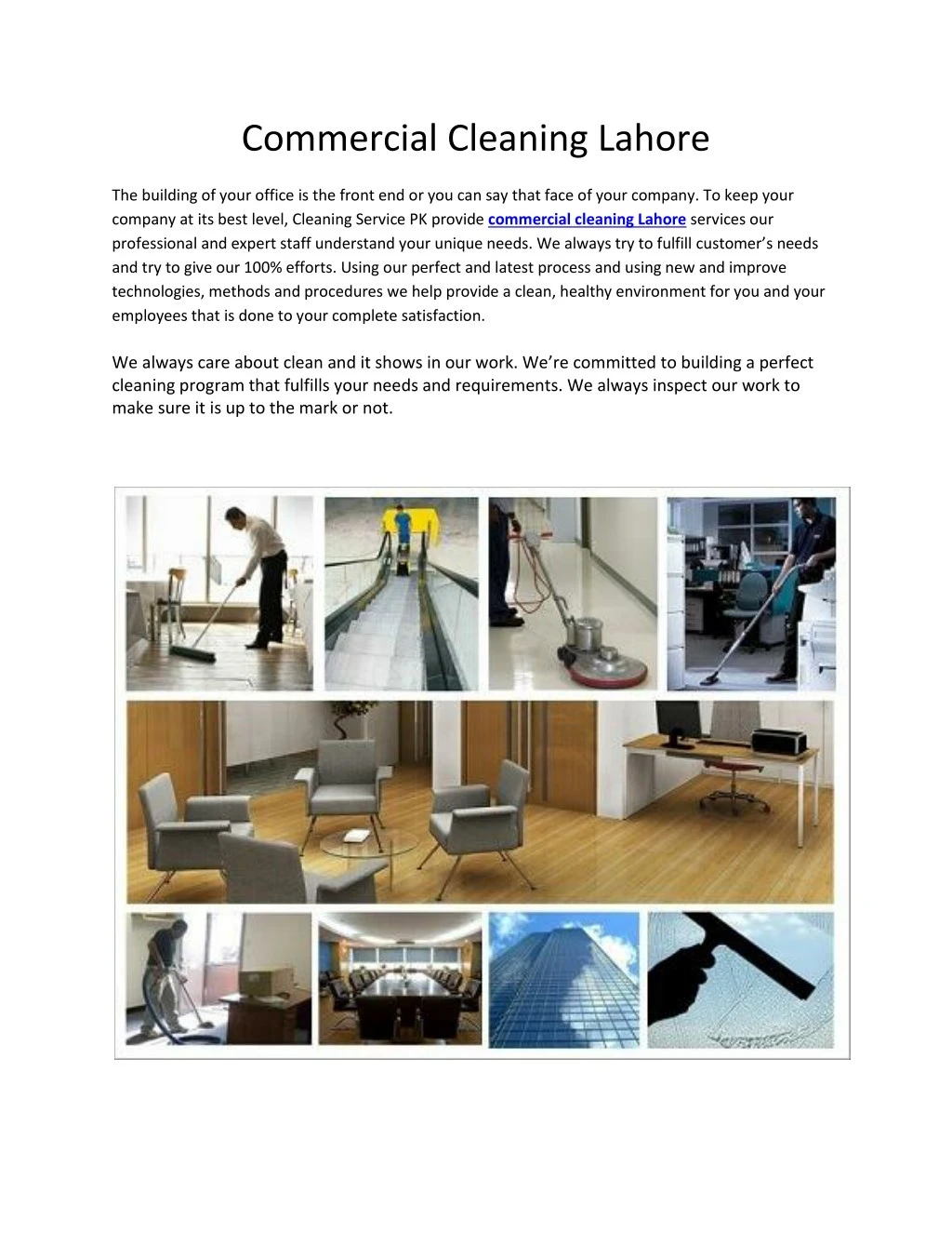 commercial cleaning lahore