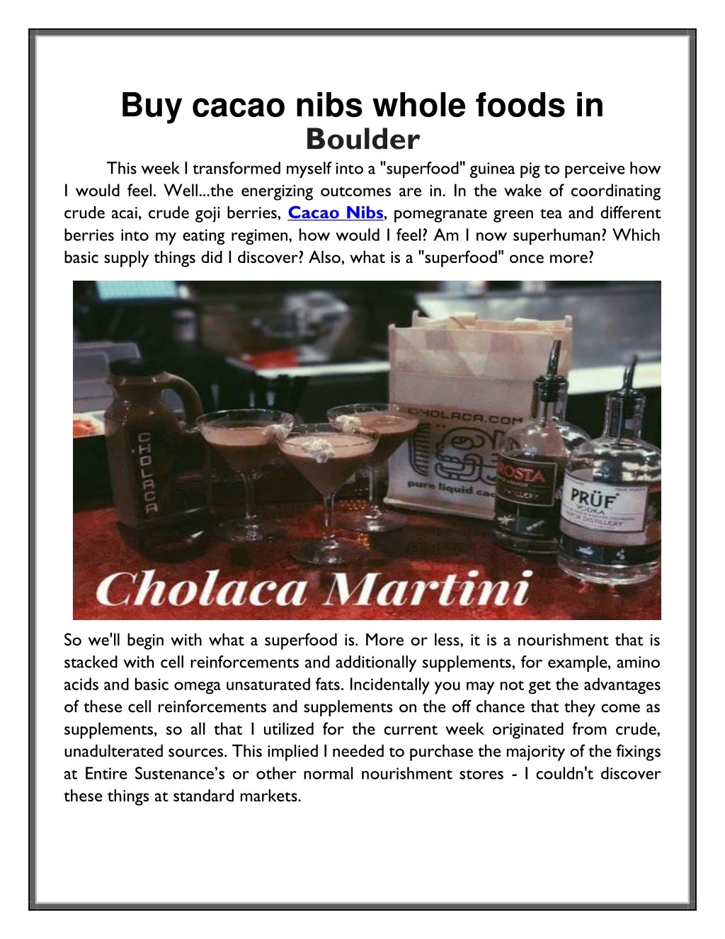 buy cacao nibs whole foods in boulder this week