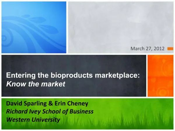 Entering the bioproducts marketplace: Know the market