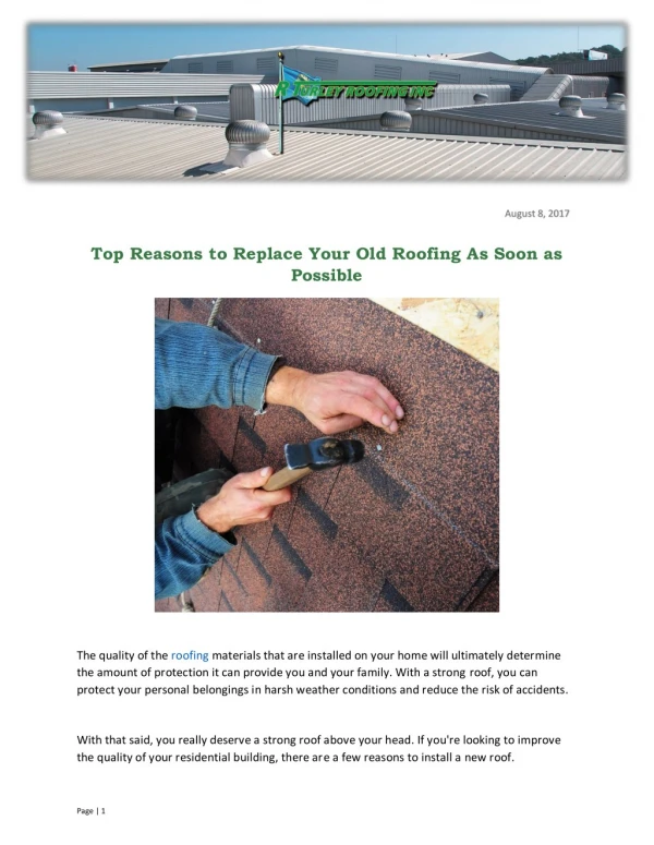 Top Reasons to Replace Your Old Roofing As Soon as Possible