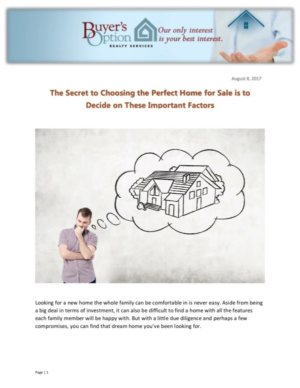 The Secret to Choosing the Perfect Home for Sale is to Decide on These Important Factors