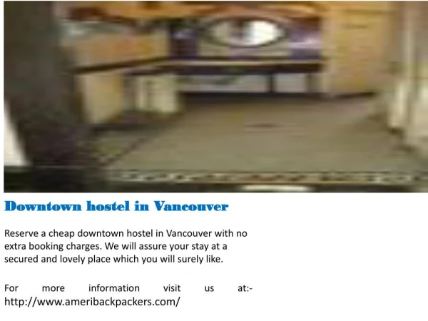 Backpackers hostel in Vancouver