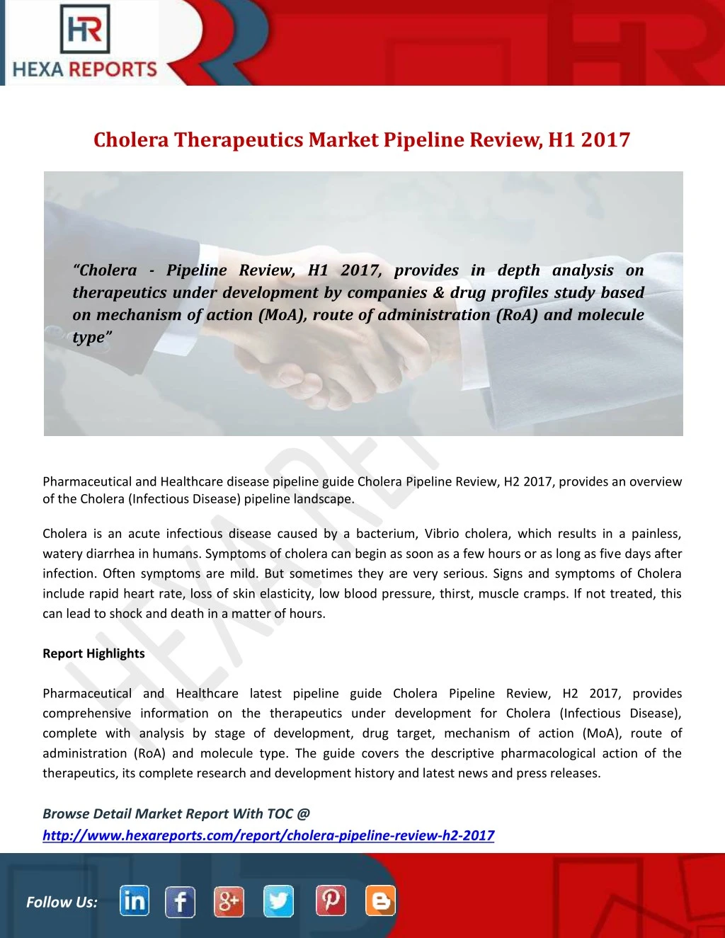 cholera therapeutics market pipeline review