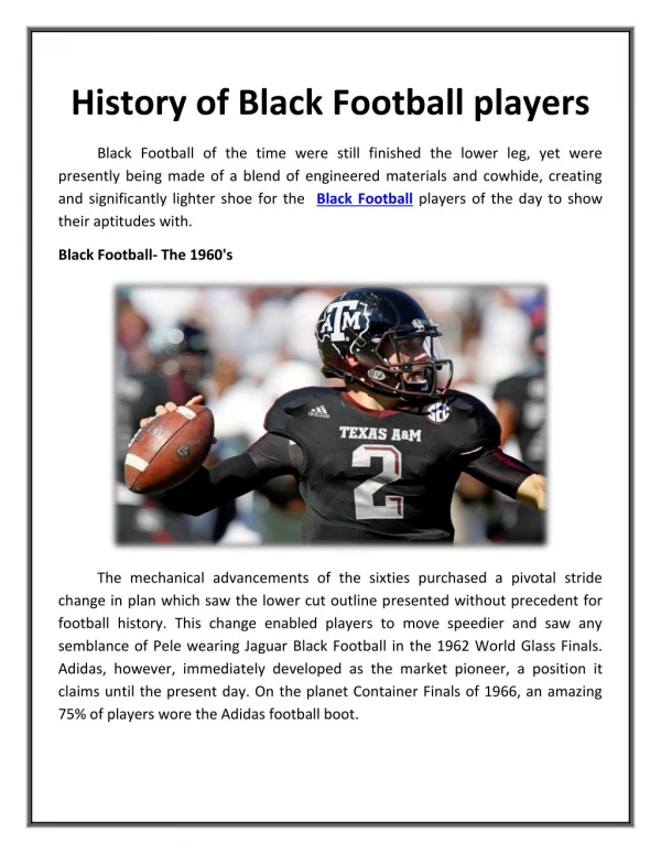 History of Black Football players