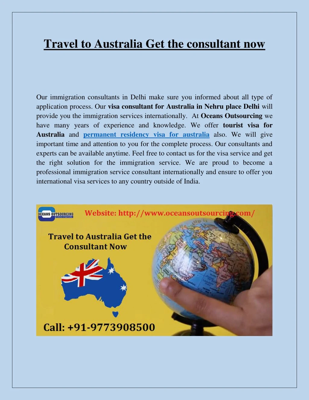 travel to australia get the consultant now