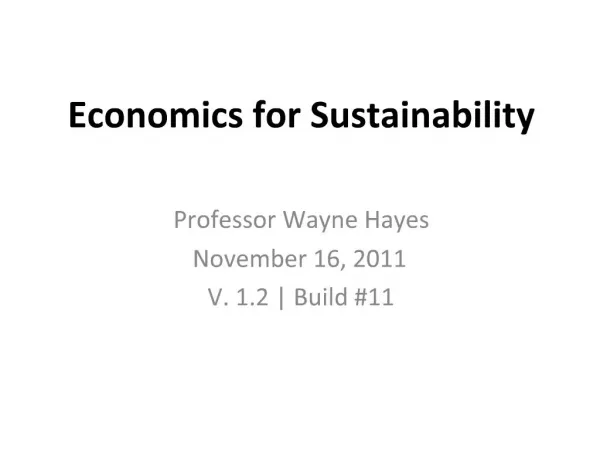Economics for Sustainability