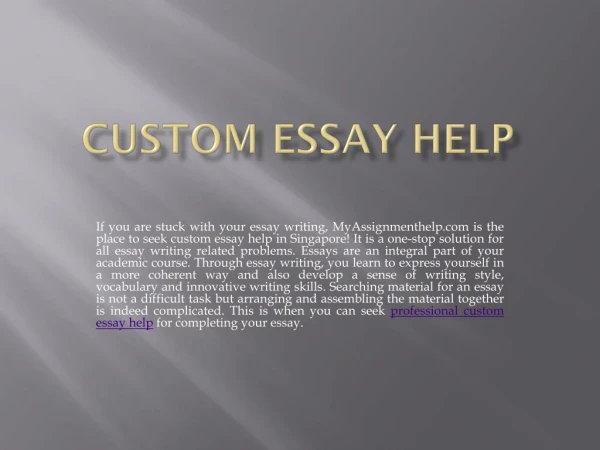 Do My Custom Essay Help Singapore