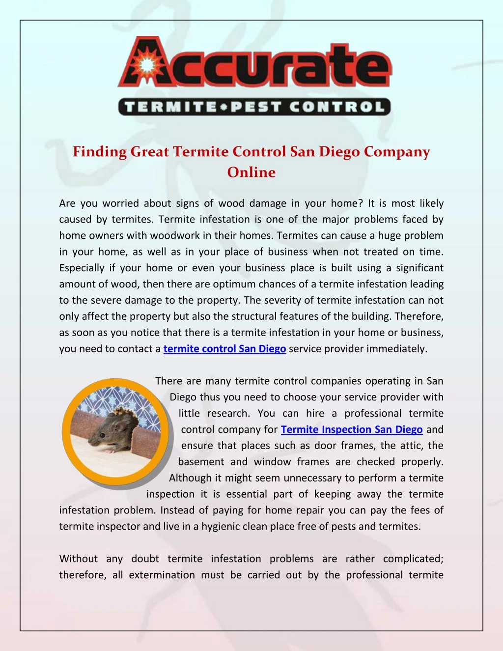finding great termite control san diego company