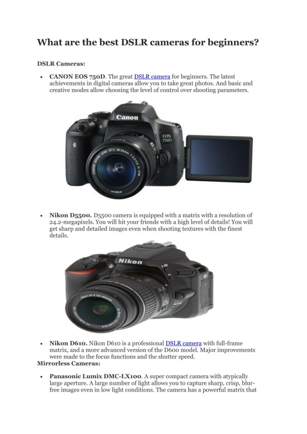 DSLR Cameras for Beginners