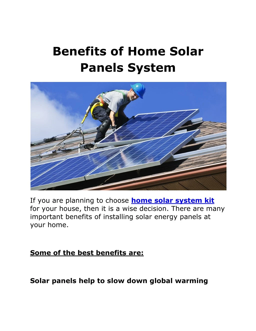 benefits of home solar panels system