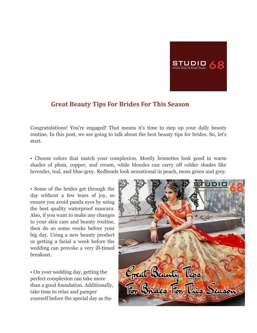 great beauty tips for brides for this season