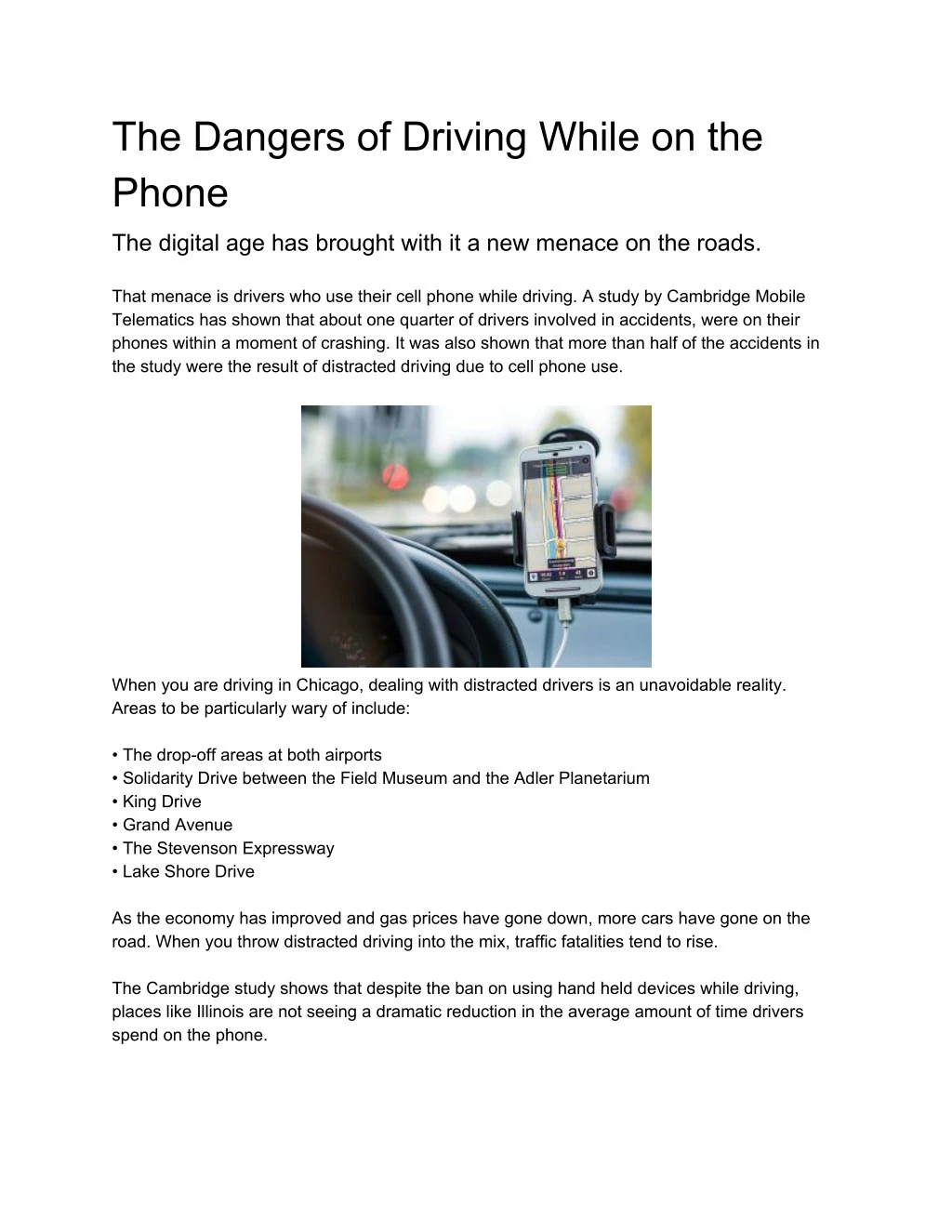 the dangers of driving while on the phone