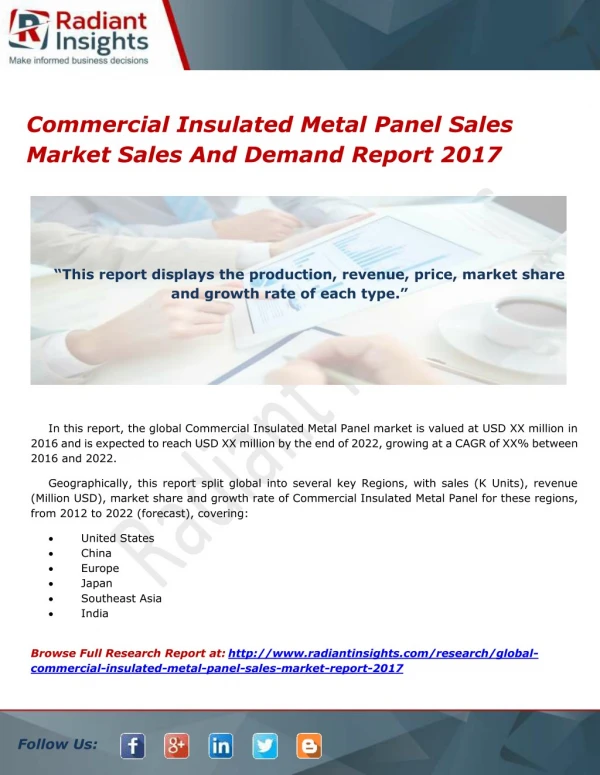 Commercial Insulated Metal Panel Sales Market Outlook And Status Report 2017