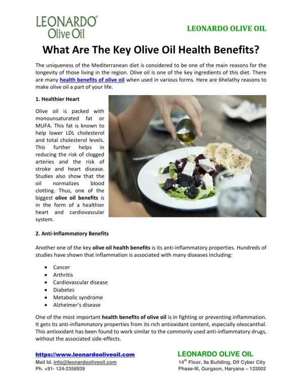 What Are The Key Olive Oil Health Benefits?