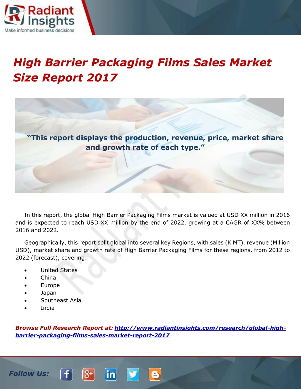 high barrier packaging films sales market size