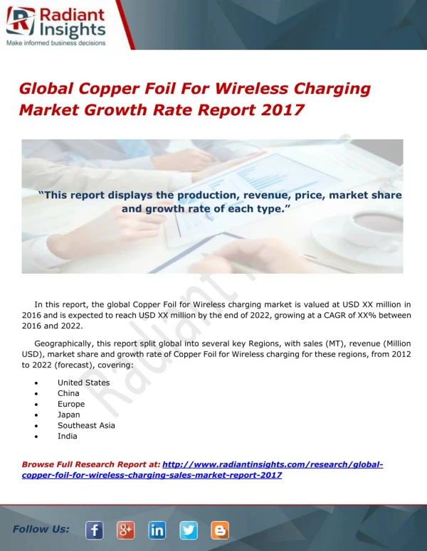 Global Copper Foil For Wireless Charging Market Growth Rate Report 2017