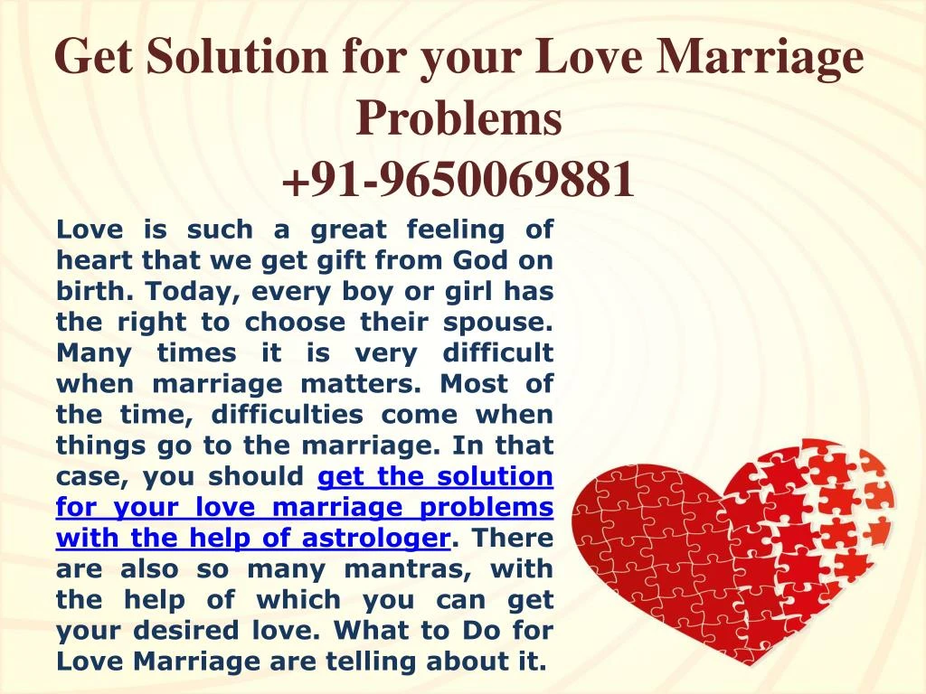 get solution for your love marriage problems 91 9650069881