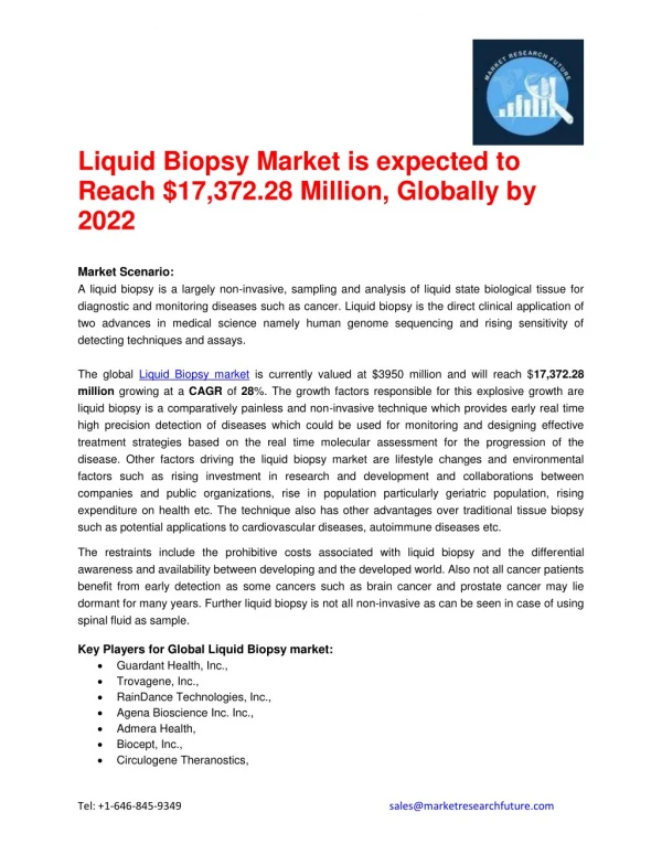 Global Liquid Biopsy Market Research Report- Forecast to 2022