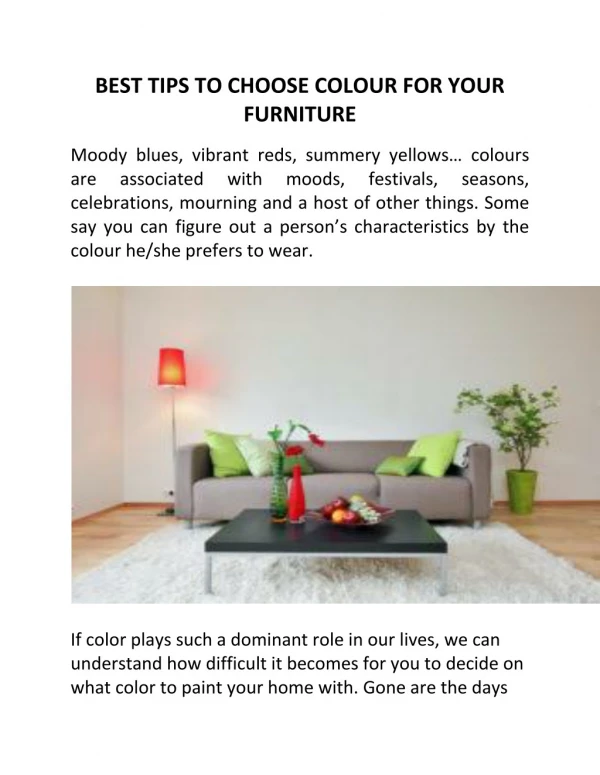 Best Tips To Choose Color For Your Furniture
