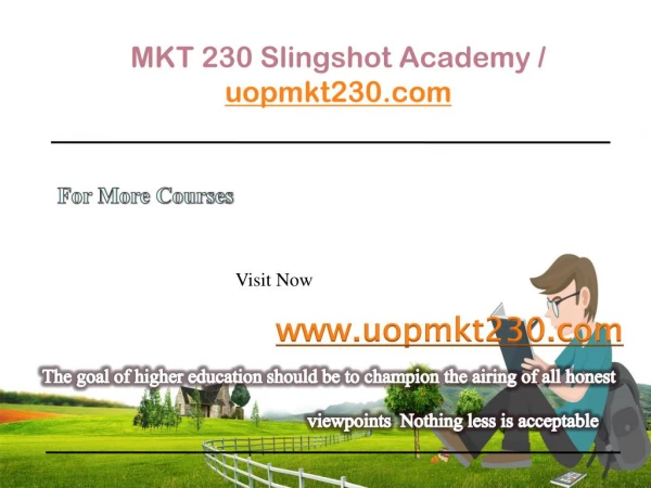 MKT 230 Slingshot Academy / uopmkt230.com