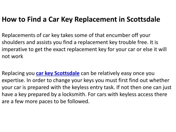 New Car Key Scottsdale