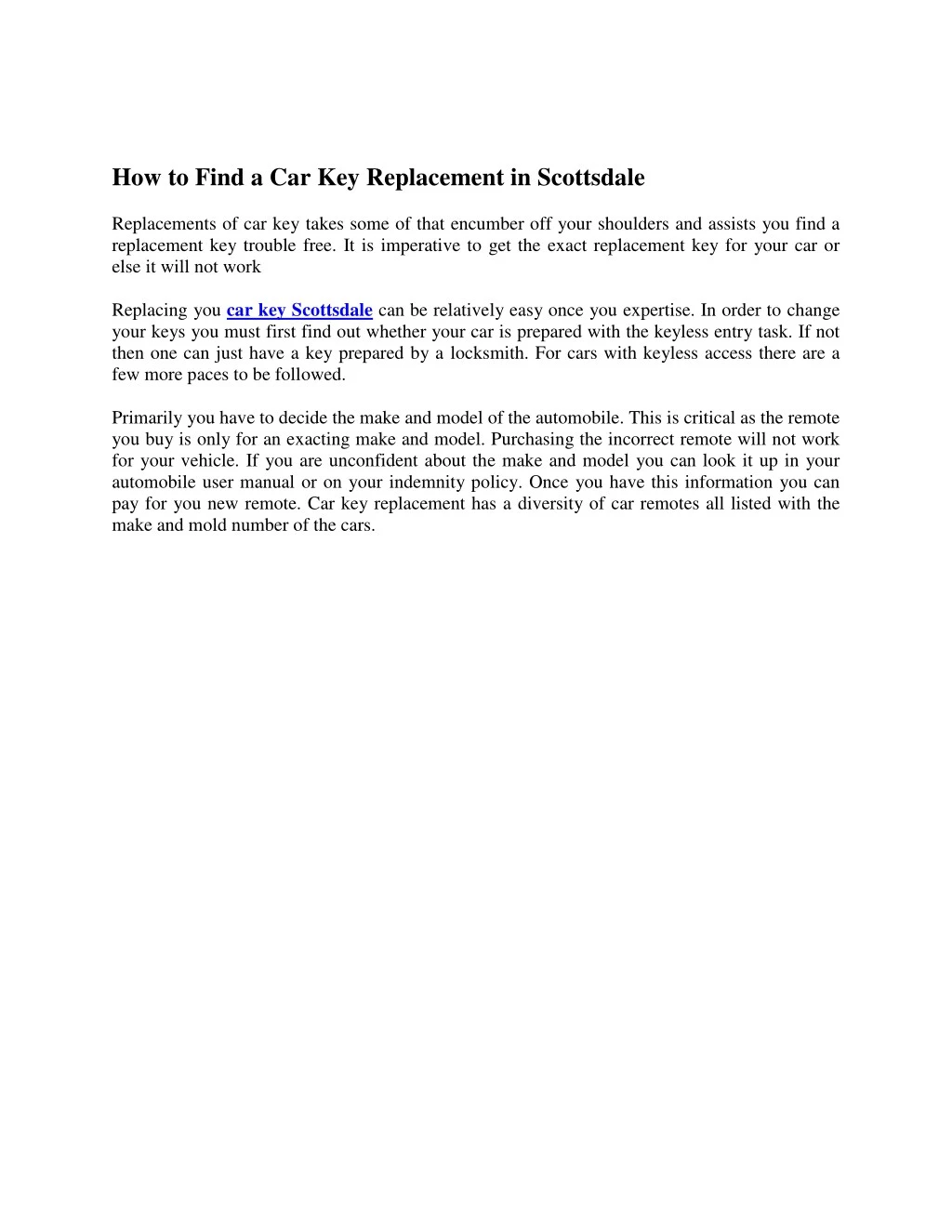 how to find a car key replacement in scottsdale