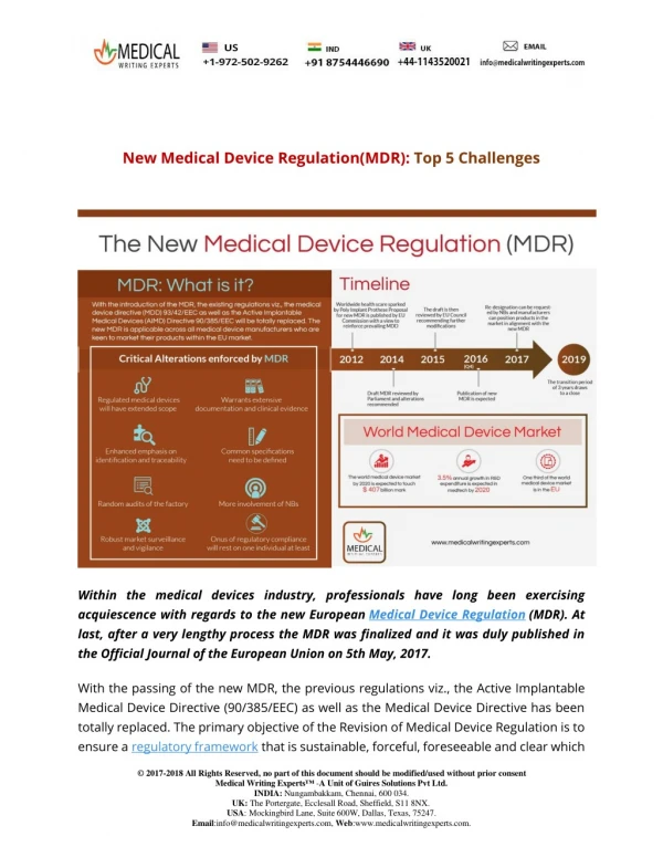 New Medical Device Regulations - EU MDR