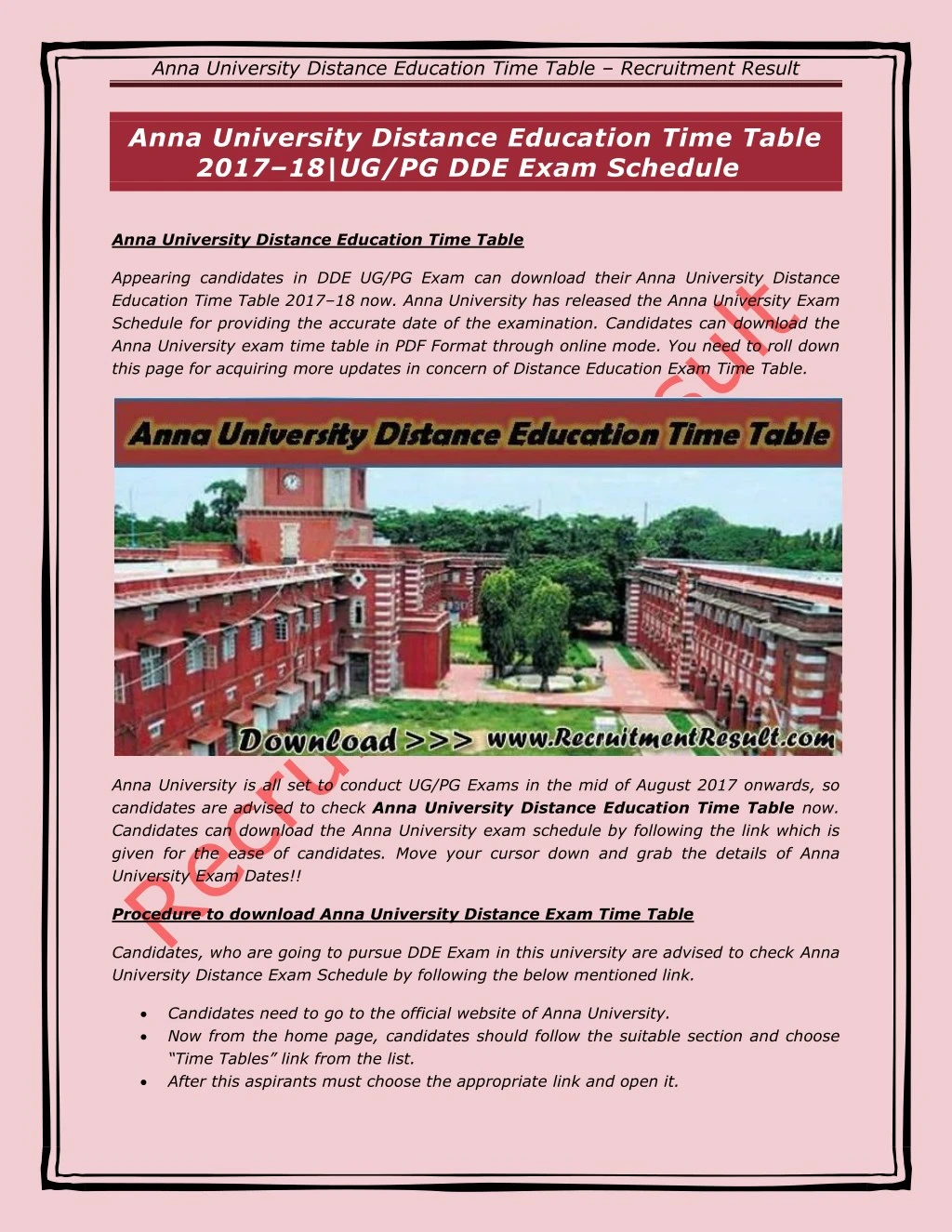 anna university distance education time table