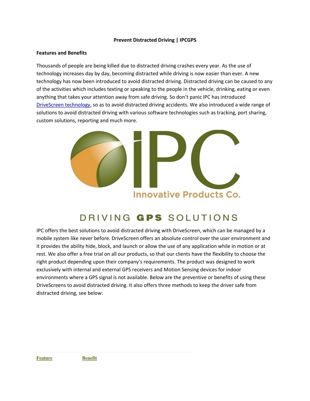 prevent distracted driving ipcgps