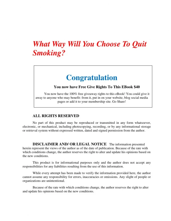 What Way Will You Choose To Quit Smoking PDF