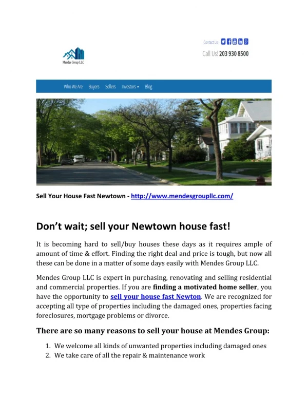 Don’t wait; sell your Newtown house fast!