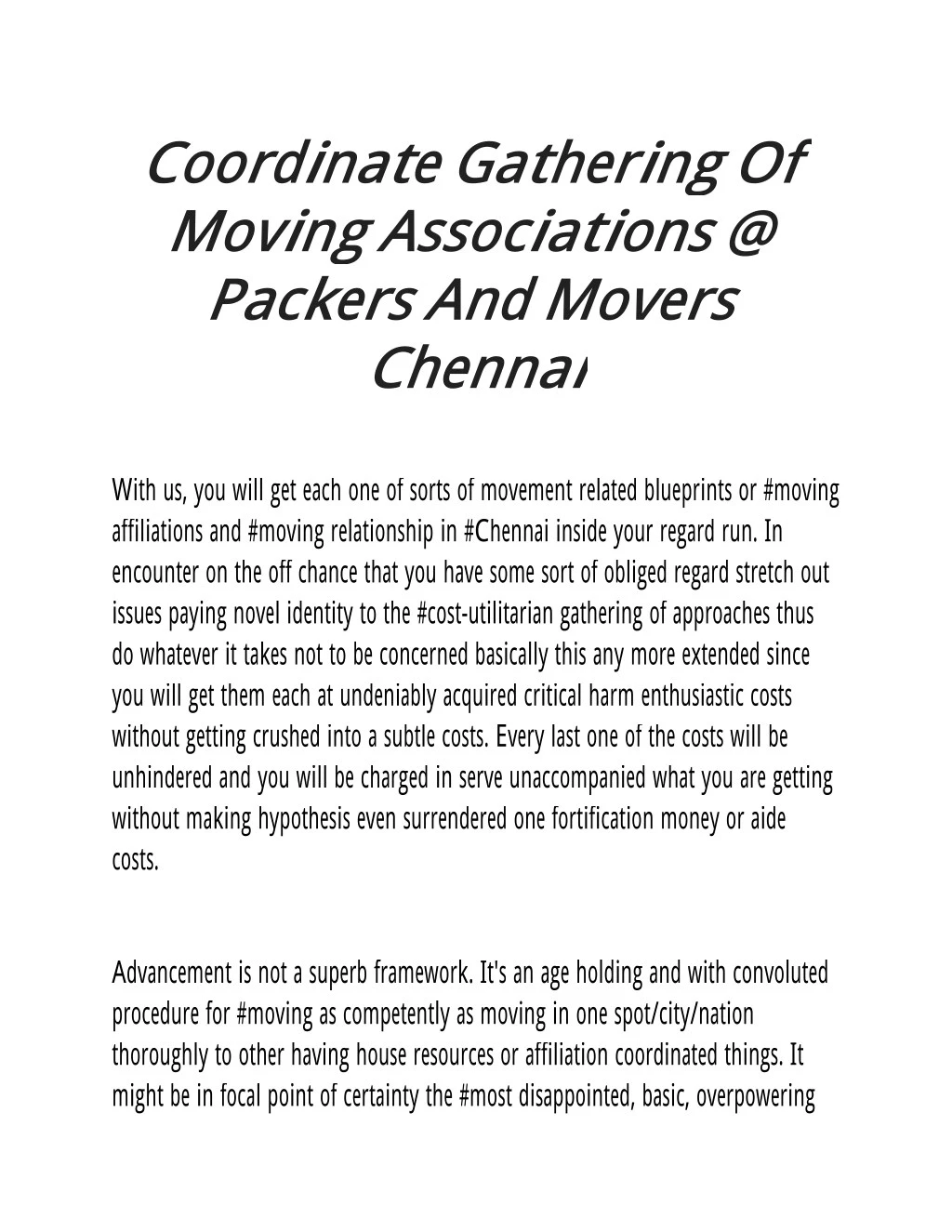 coordinate gathering of moving associations