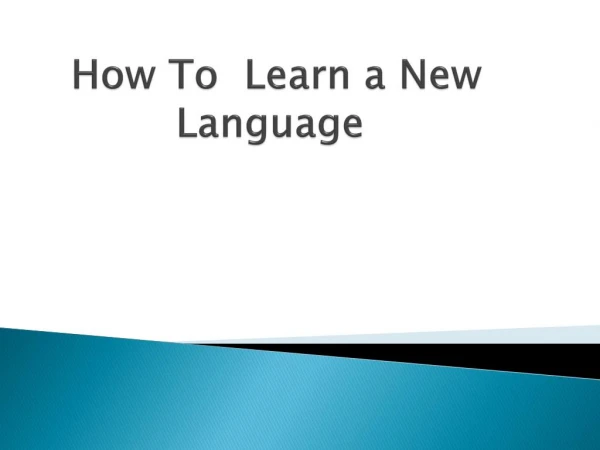 How To New Language