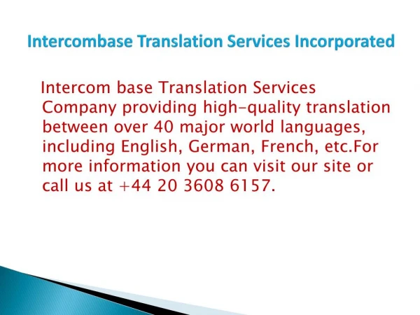 Intercombase Translation Services Incorporated