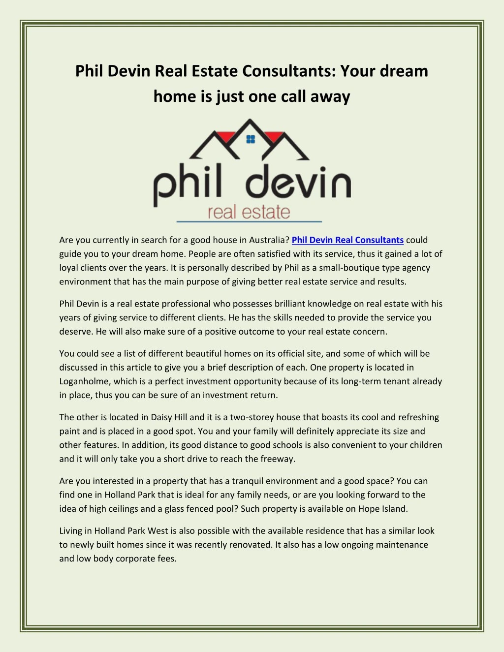 phil devin real estate consultants your dream