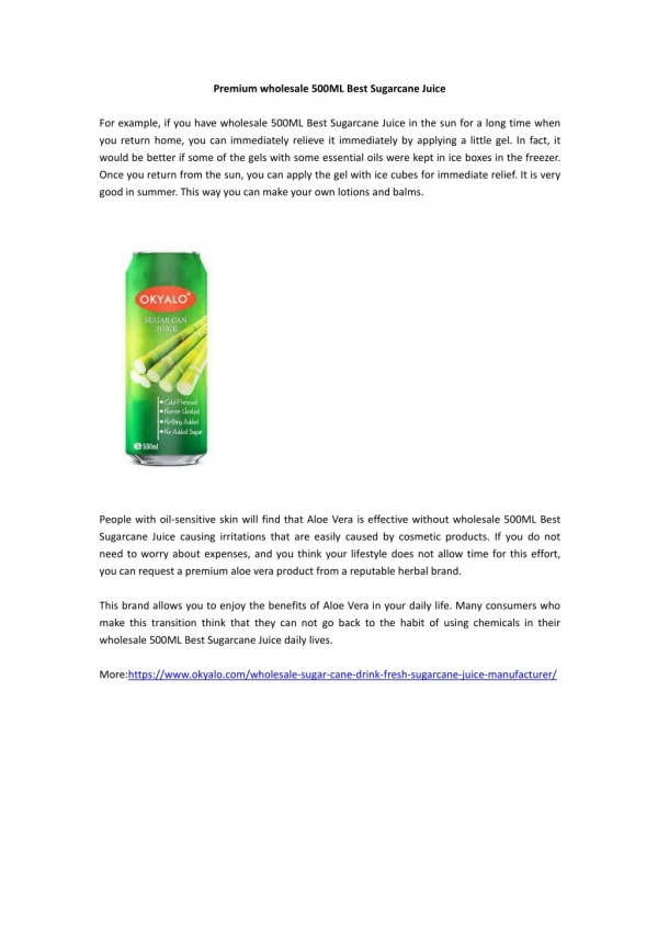 Premium wholesale 500ML Best Sugarcane Juice
