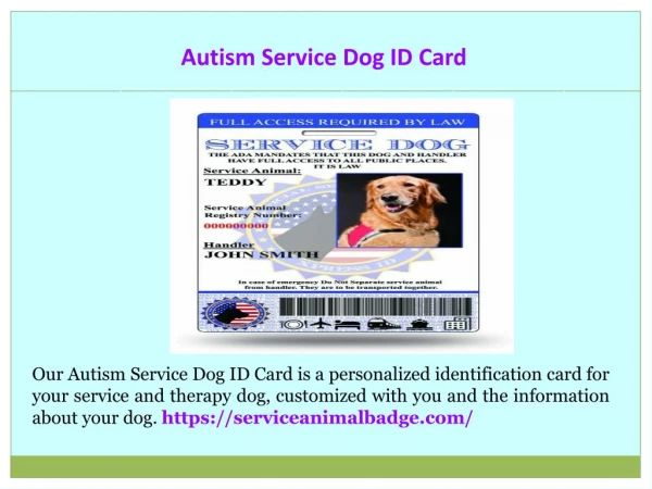 Autism Service Dog ID Card