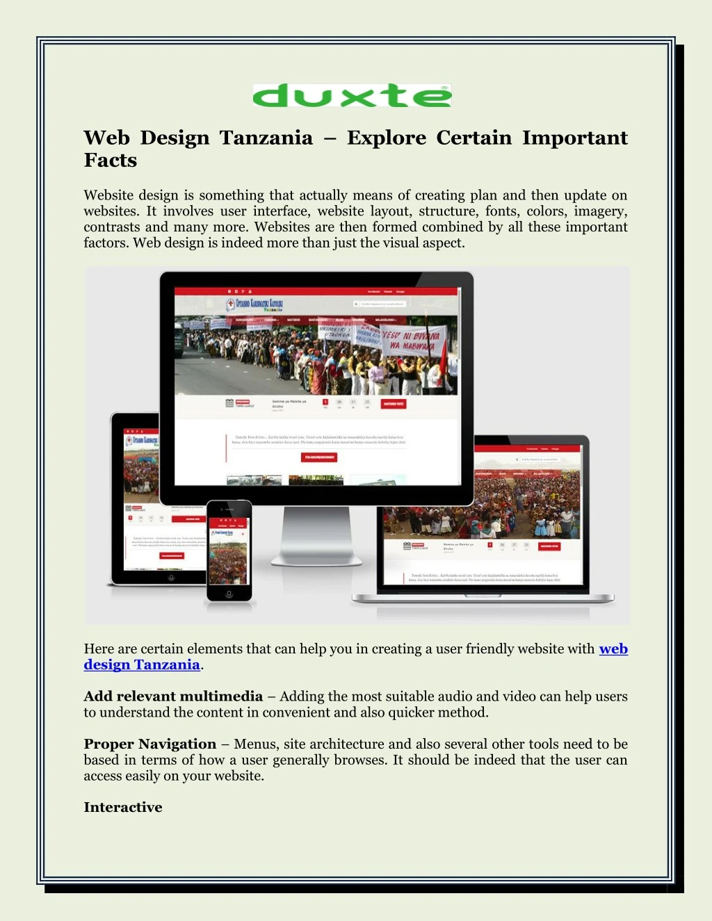 web design tanzania explore certain important