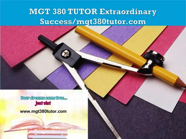 MGT 380 TUTOR Extraordinary Success/mgt380tutor.com