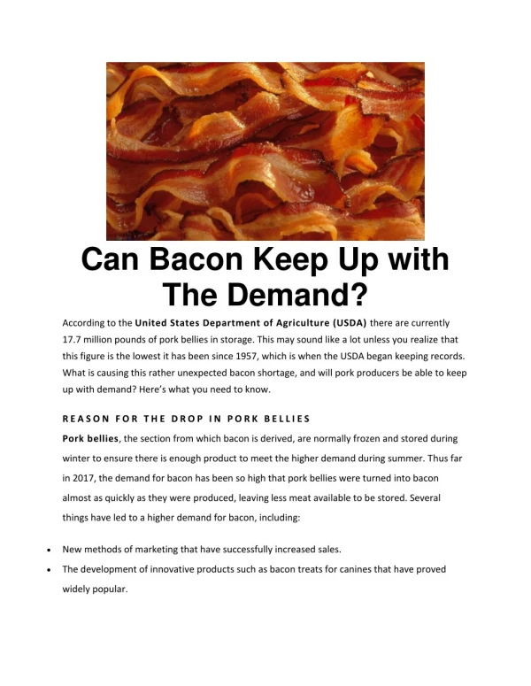 Can Bacon Keep Up with The Demand