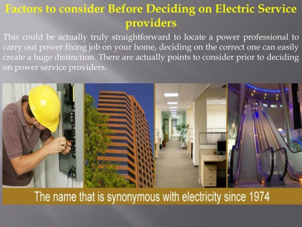 Factors to consider Before Deciding on Electric Service providers
