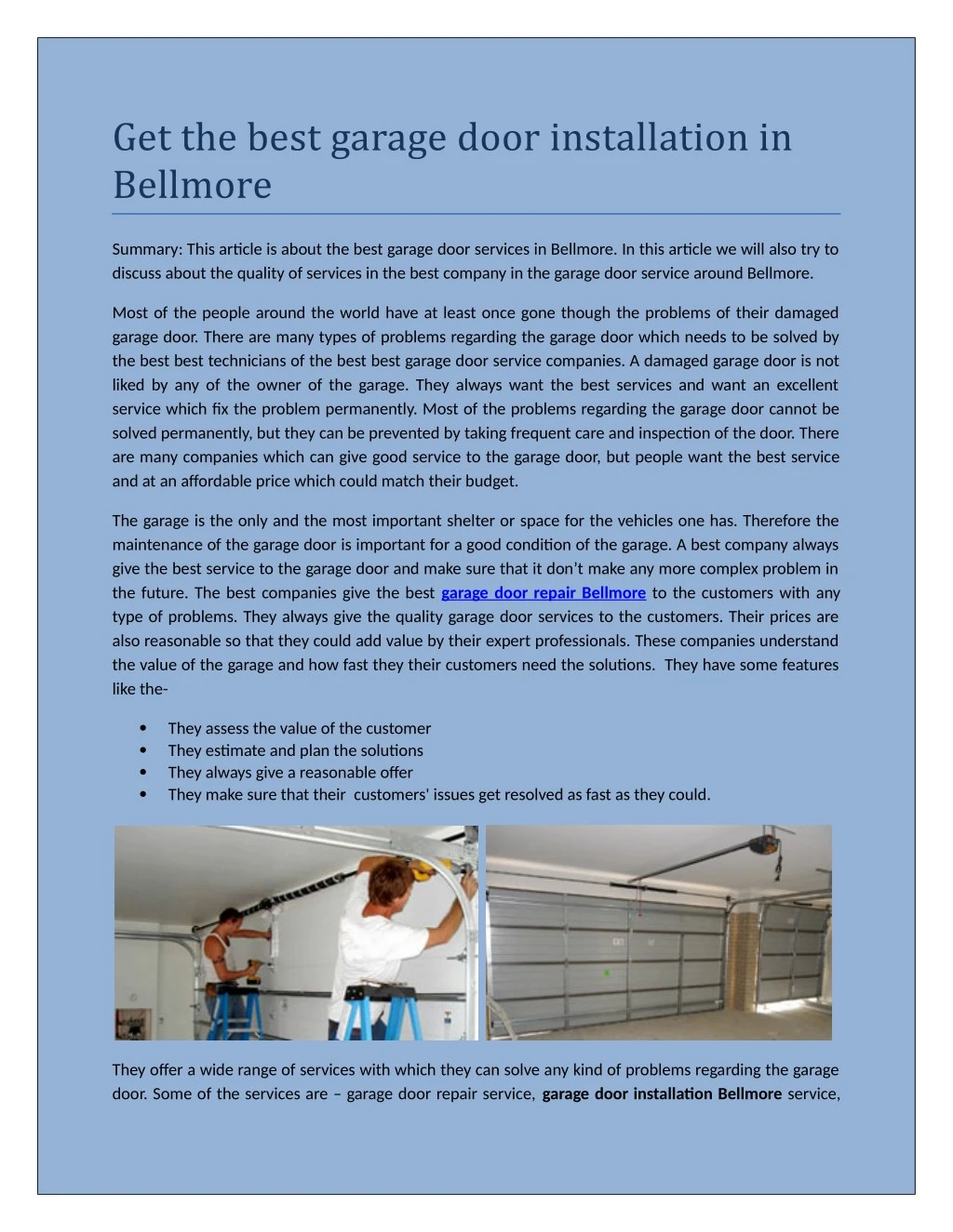 get the best garage door installation in bellmore