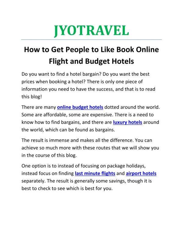 How to Get People to Like Book Online Flight and Budget Hotels