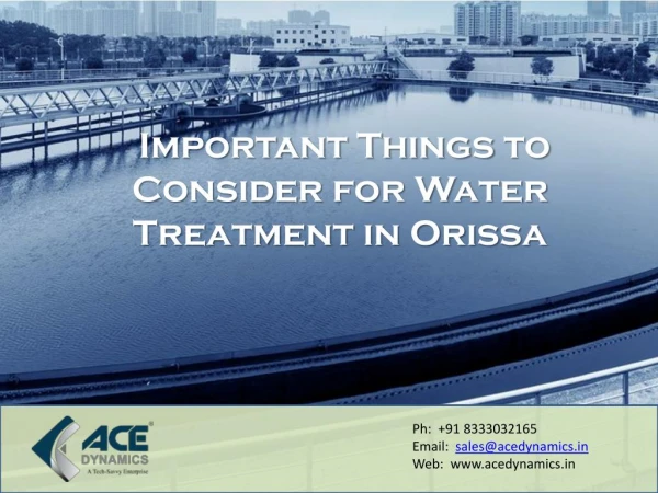 Important Things to Consider for Water Treatment in Orissa