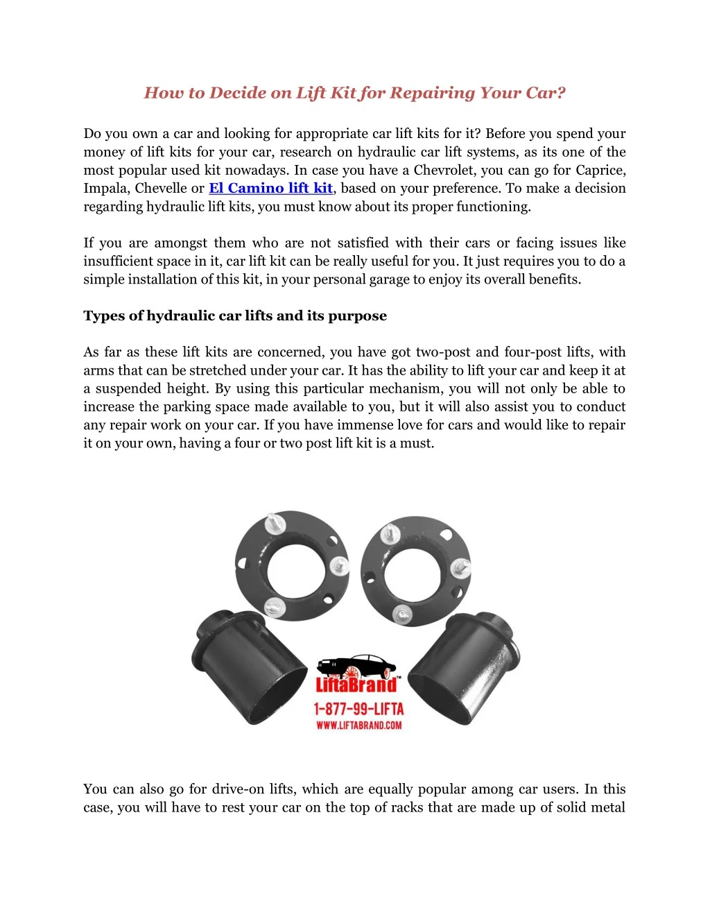 how to decide on lift kit for repairing your