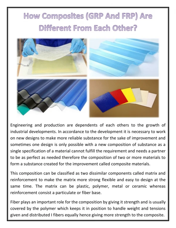 How Composites (GRP And FRP) Are Different From Each Other?